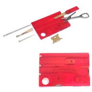 Red Multi Purpose EDC Tools Swiss Card Lite Pocket tools 13 functions