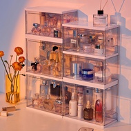 Makeup Cosmetic Organizer Dust-proof with Magnetic Cover in Transparent Acrylic Storage Display Box Shelf Rack