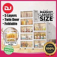 [DJ Home] [HEAVYDUTY] 1/3/4/5 Layers Twin Door Foldable Storage Box with Wheel