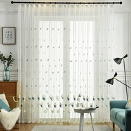 READY STOCK 2023 Embroidery Lotus Day Curtain Semi Sheer Drapes Chinese Style for Sliding Door Balcony Home Decoration