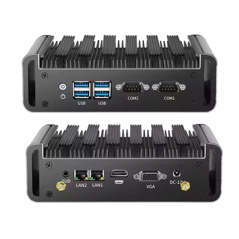 Fanless Mini PC IPC Intel Core 4th 5th i3 i5 i7 Processors 2x Ethernet 2x COM RS232 HDMI VGA 4xUSB W
