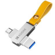 Kodak Type C แฟลชไดร์ฟหนึ่ง USB 32GB 64GB คอมพิวเตอร์ใช้งานได้สองแบบโทรศัพท์มือถือ USB แฟลชไดร์ฟหมุนได้ USB สร้างสรรค์3.1ไดรฟ์โอทีจี