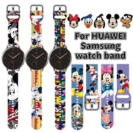 [HOT JUXXKWIHGWH 514] Disney Mickey Watchband สำหรับ Huawei Watch2Pro Gt/ GT2 Samsung Galaxy Watch/ Active2 /Gear Sport/ S3 Sz Classic Smart Strap 20Mm 22Mm