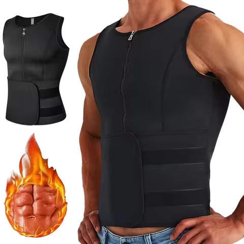 Men's Shapers Sweat Vest for Men Waist Trainer Vest Adjustable Workout Body Shaper with Zipper for S