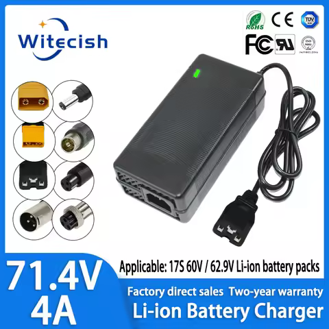 71.4V 4A 5A charger for 17s 60V 62.9V Li-ion battery pack Charger high quality Plug IEC/XT90/XT60/XL