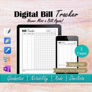 Digital Bill Tracker Ipad Budget Planner, Goodnotes Monthly Bill Tracker Sheet, OneNote Monthly Bill