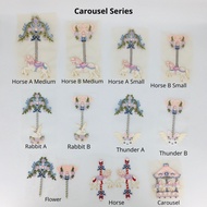 1Pc Sewing Embroidery Patch Carousel Horse Flower, Horse Ribbon Series