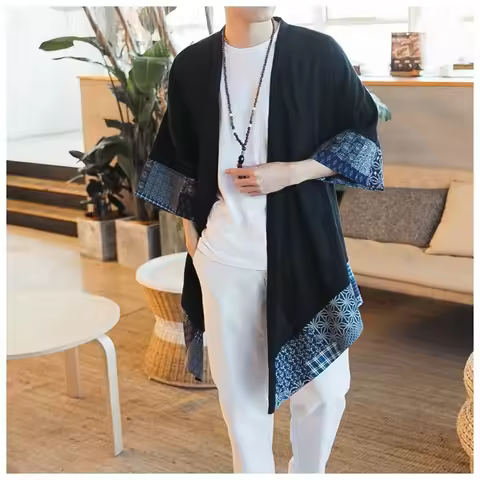 Japanese kimono cardigan men haori yukata male samurai costume clothing kimono jacket mens kimono sh