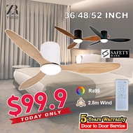 Ceiling Fan With Light DC Motor Ceiling Fan Light 48"/52" Tri-Color LED Light Remote Control Ceiling Light