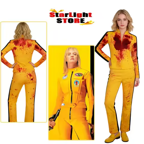 Movie Kill Cosplay Bill The Bride Yellow Clothes Set Women Sportswear Uniform Costume Outfits Hallow
