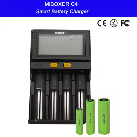 Wholesale LCD Smart Battery Charger Miboxer C4 for Li-ion IMR ICR LiFePO4 18650 14500 26650 21700 AA