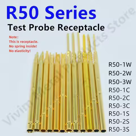 R50 Series PCB Test Probe Receptacle Pogo Pin Connect Socket R50-2S 1S 3S 1C 2C 3C 1W 2W 3W Spring T