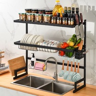 Rak Sinki 2 Tingkat Stainless Steel Sink Dish Rack Kitchen Drainer 65cm / 85cm Pinggan Mangkuk Cawan