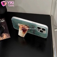 For iPhone 16 Pro Max 16E 15 14 Plus 13 Mini 12 11 XR X 7 8 SE Coffee Latte Grip Tok Holder Dazzle L