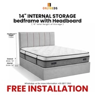 16 Inches Storage Bed 12 - Velvet - Available in single/supersingle/queen/king