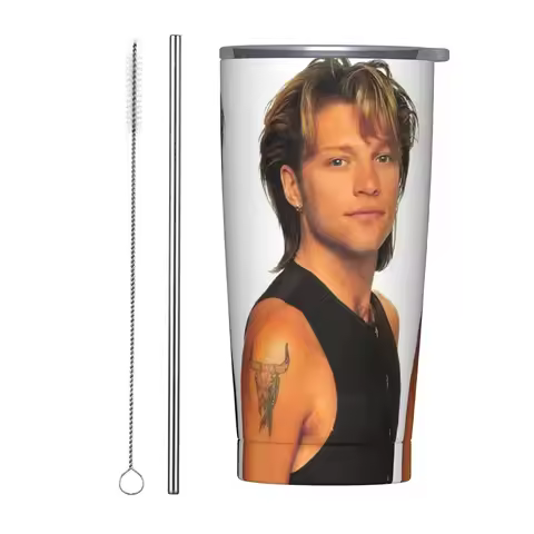 Bons Jovis American Rock Insulated Tumbler with Straws Lid Vacuum Thermal Mug Outdoor Travel Car Bot