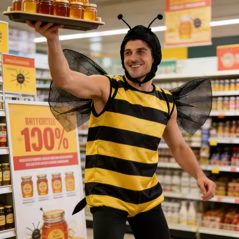 Mens Halloween Bee Ladybug Bodysuit Cosplay Costume Carnival Party Outfit