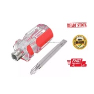 2 WAY SCREW DRIVER 80MM COMPACT TWO WAY SCREWDRIVER FLAT SLOTTED PHILIPS HEAD PEMUTAR SKRU PENDEK