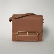 HERMES Roulis豬鼻子1937金棕色EC皮Z刻金扣肩背包