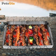 PETSOLA Barbecue Grill Rack Outdoor Stainless Steel Roasting Grill Rack BBQ Skewer Stand Kebob Stick