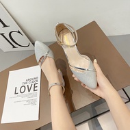 [with box] Kasut Kahwin French Women Bridesmaid Wedding Block Heels Shoes for Ladies