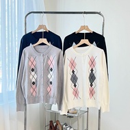 CHIMARA | 507-77 | Classic Argyle Knit Cardigan Korean Look