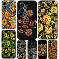 Case For Vivo V5 V5S V7 PLUS + V11i  V11 Pro Phone Back Cover Soft Black Tpu Russian flower pattern