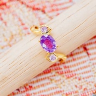 [ 📌พร้อมส่ง ] แหวนพลอย Pink Sapphire สีชมพูธรรมชาติ 💎 ทองคำแท้9K (ทอง37.5%) มีการ์ดรับประกัน [9KPRG401]