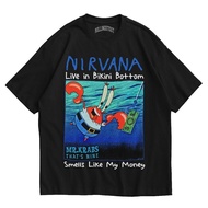 < Bliss World > SpongeBob SquarePants T-Shirt Crab Boss Don't Mind Band T-Shirt Metal Rock Music Cos