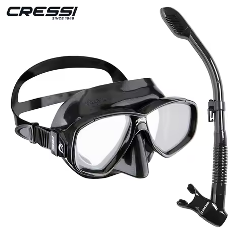 Cressi Perla Snorkeling Set - Adult Diving Mask with Dry Snorkel, Goggle Tempered Glass & Soft Silic