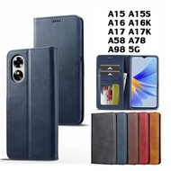 015.Leather Flip Cover Case With Mother OPPO-Reno 10 pro plus A15 A15S A16 A16K A17 A17K A58 4G 5g A