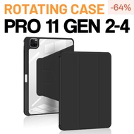iPad Case Pro 11 4th 3rd 2nd Gen Rotating Leather 360° Clear Cover with Pencil Holder Casing