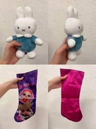 外國正版Miffy公仔 miffy寵物玩具 miffy嬰兒玩具（二合一：公仔+搖鈴）miffy rattle plush  $69 美國 lol 聖誕襪 裝飾 $15