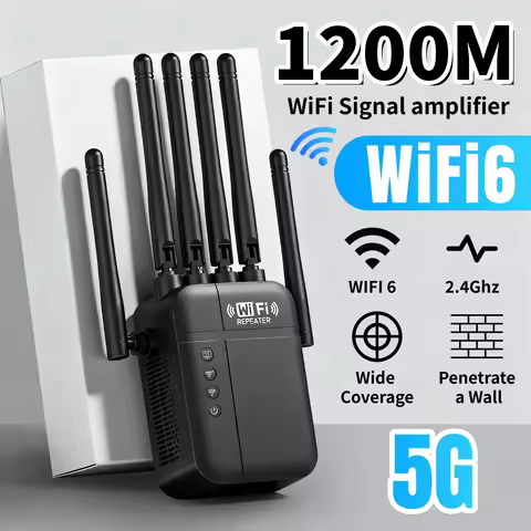 Dual Band 2.4Ghz 5Ghz 1200Mbps WiFi Extender Signal Booster Wall Penetrating 9,000 Sq Ft Coverage Su