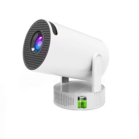 Rechargeable HY300 Pro + Mini Projector with Battery Powered 4k Video Diode Projector Smart Portable