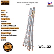 Winner Ladder Aluminium Compact Ladder WCL-32 Multipurpose Ladder 32 Step 150KG Duty Rating Heavy Du