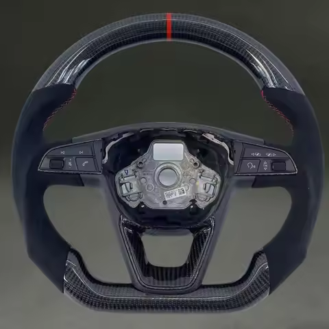 Black Carbon Fiber Steering Wheel for Seat Arona 2015 2018 2020 2022 Leon Arona Ibiza Ateca Toledo D