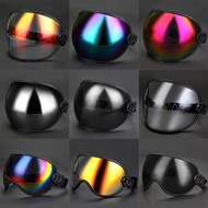 ▽◙ หมวกกันน็อคมอเตอร์ไซค์สากล Bubble Shield Visor Lens แว่นกันแดดแว่นตาอุปกรณ์เสริม Fit All Vintage Retro Open Face Half Helmets