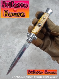 มีดสปริงปุ่มกด Italian Stiletto knife YELLOW SWITCHBLADE SH752