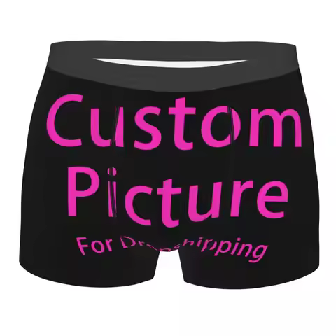 Male Cool Personalized Custom Photo Logo Underwear Boxer Briefs Men Soft Shorts Underpants