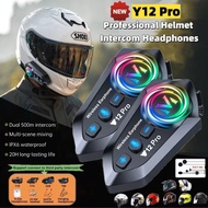 Y12 Pro Motorcycle Helmet Bluetooth Intercom Distance 500MVoice Assistant Mixing Music Sharing IP56 