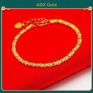 Lucky Clover Heart Bracelet 24K Gold Plated Korean Gold 916 Bangkok Gold 18K Saudi Gold Jewelry Gifts for Women ASIXGOLD