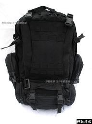 【野戰搖滾-生存遊戲部屋】MOLLE模組化戰術大背包(黑色) -內含多功能戰術腰包、雜物包 ~ 登山背包 勤務背包