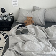 Soft Washed Quilt Cover Bedding Dormitory Three-Piece Set All Cotton Bedding4Simple Striped Student 