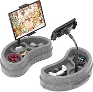 KDD Tablet Pillow Stand with Storage Tray - Adjustable iPad Holder for Lap, Bed and Desk - 360° Rota