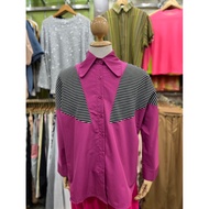 Creative Irregular Patch Work Hybrid Stripes Formal Long Sleeve Polo for Men [OLEGNA]