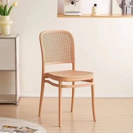 WFURNITURE Nordic Rattan Chair PP Chair Plastic Chair Backrest Chair Restaurant Dining Chair Minimal