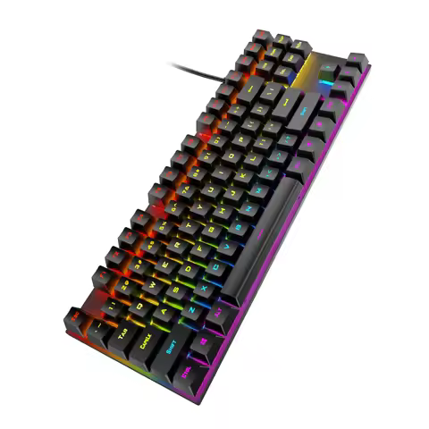 K87 Gaming Wired Mechanical Keyboard Rainbow Glow Backlight Cyan Axis Keyboard for Laptop Desktop Er