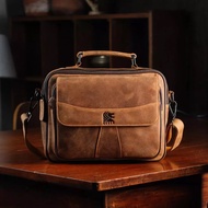 Crazy hourse leather men's cowhide shoulder bag