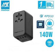 Momax UA16 Travel Adapter Gan 140W 1-World Universal 4-Ports And USB-C Cable
